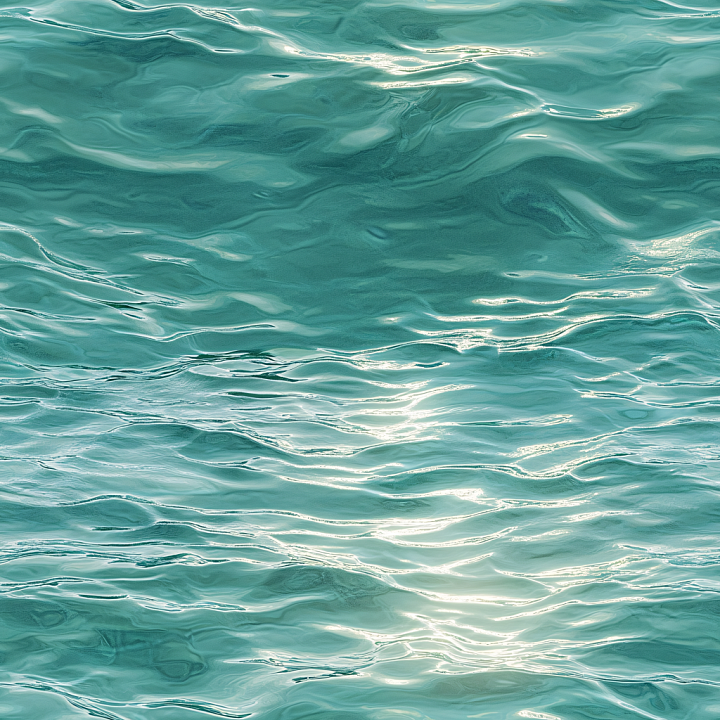 Wavy Turquoise Water with Soft Reflections and Gentle Ripples seamless PBR texture preview