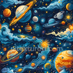 seamless Seamless 3D Space PBR Texture Featuring Stylized Planets, Nebula Clouds, and Starfields texture 8k free download PBR