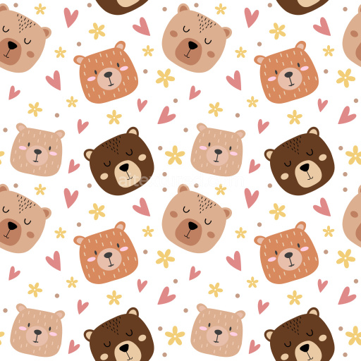 Pattern Bundle - Seamless 3D Pattern PBR Texture with Cute Bear Heads and Playful Motifs texture preview