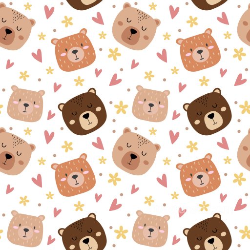 Pattern PBR Texture with Cute Bear Heads and Playful Motifs seamless Pattern Bundle PBR texture