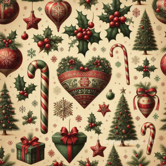 All Christmas Digital paper Texture of Vintage Christmas Digital Paper with Ornaments and… All Christmas Digital paper texture preview