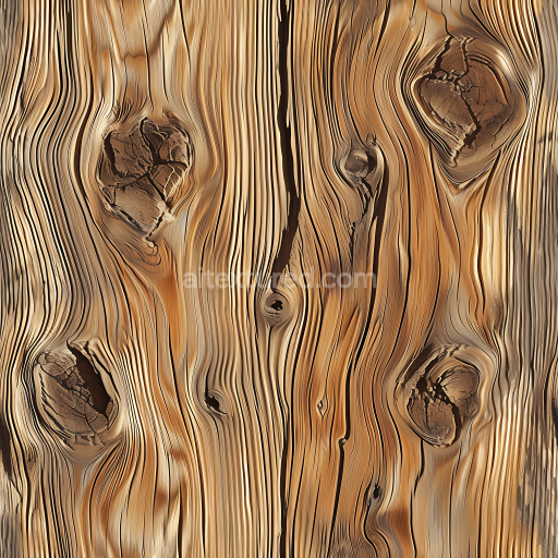 Seamless 3D PBR Texture of Weathered Pine Wood Planks with Prominent Knots