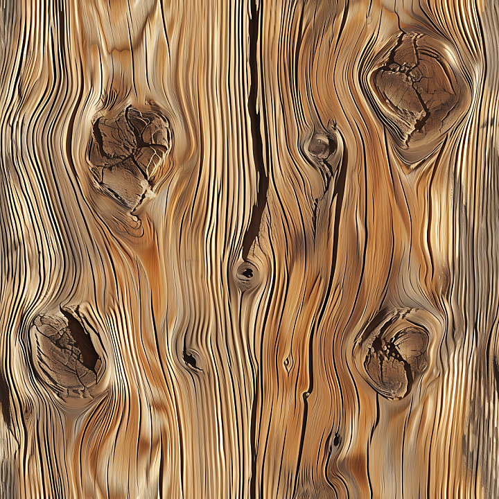 Weathered Pine Wood Planks with Prominent Knots seamless PBR texture preview