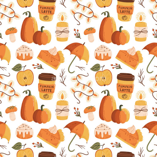 Seamless 3D PBR Texture Featuring Hand-Drawn Thanksgiving Icons Pattern