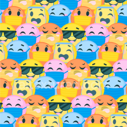 seamless Seamless 3D PBR Texture of Colorful Happy Face Emoji Pattern with Masks and Sunglasses texture 8k free download PBR