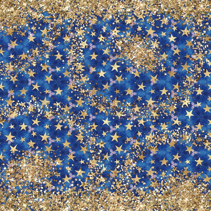 All Christmas Digital paper of Golden Stars and Glitter on Deep Blue Fa… seamless PBR texture preview