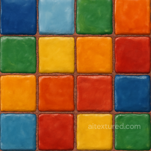 Hand Painted Tiles Mosaic With Colorful Tiles And Glossy Finish seamless Mosaic PBR texture