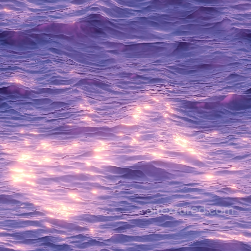Water PBR Texture of Stylized Purple Ocean Surface with Glowing Highlights seamless Water PBR texture