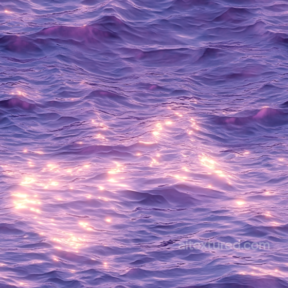 Water PBR Texture of Stylized Purple Ocean Surface with Glowing Highlights Water texture preview