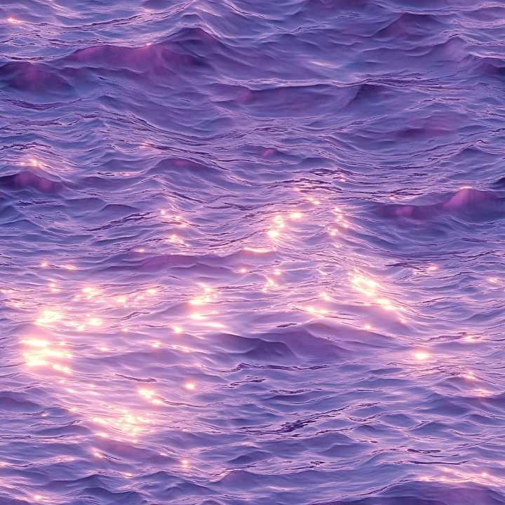 Water of Stylized Purple Ocean Surface with Glowing Highlights seamless PBR texture preview