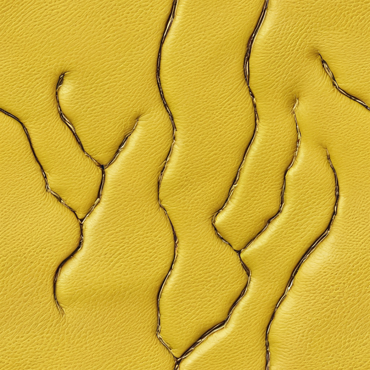 Yellow Distressed Leather with Torn and Worn Grain seamless PBR texture preview
