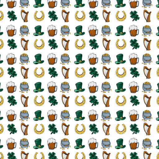 with St Patrick Symbols Pattern in Bright Colors seamless St patrick PBR texture