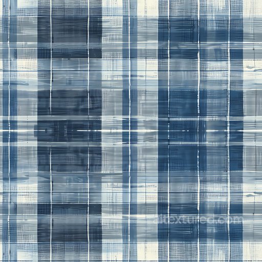 Seamless 3D PBR Texture of Blue Grunge Plaid Fabric with Brushstroke Effect texture preview