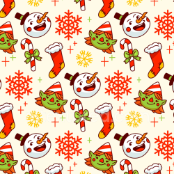 seamless Seamless 3D PBR Christmas Pattern Fabric Texture Featuring Snowmen, Elves, Candy Canes, and Stockings texture 8k free download PBR
