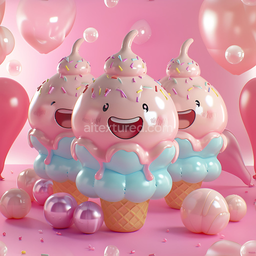 Seamless 3D Inflated PBR Texture Featuring Glossy Pink Vinyl Balloon Surface