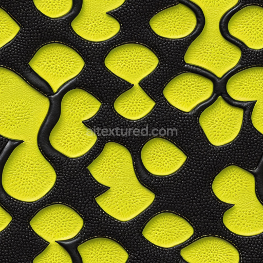 Seamless 3D PBR Embossed Black and Vibrant Yellow Leather Texture with Pebbled Grain
