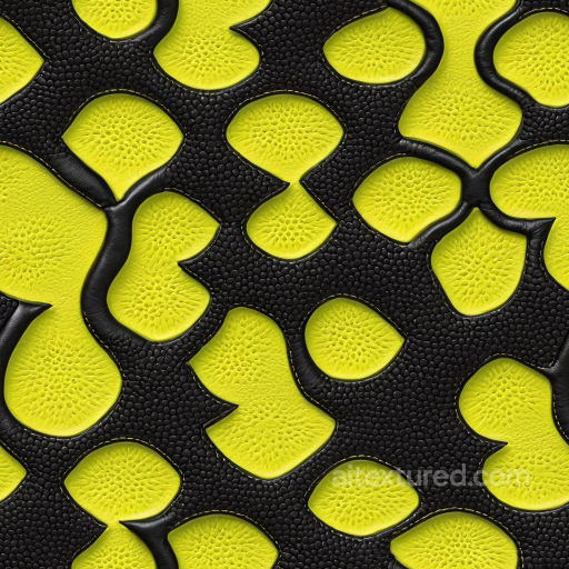 Embossed Black and Vibrant Yellow Leather Texture with Pebbled Grain seamless Leather PBR texture