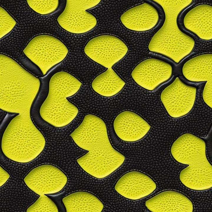 Embossed Black and Vibrant Yellow Leather with Pebbled Grain seamless PBR texture preview