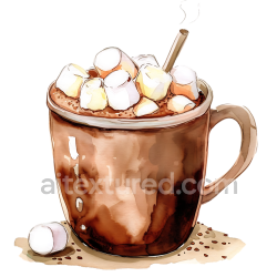 seamless Warm Hot Chocolate with Marshmallows Breakfast Illustration texture 8k free download PBR