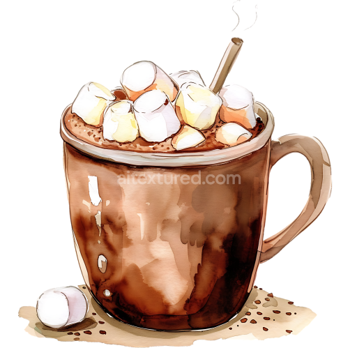 Warm Hot Chocolate with Marshmallows Breakfast Illustration