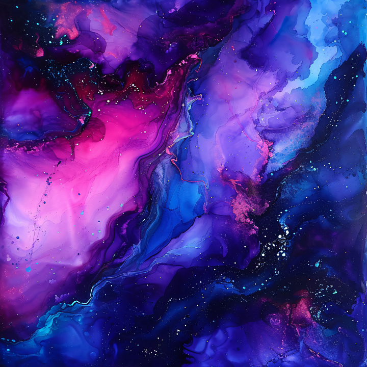 Alcohol Ink with Vibrant Purple, Blue, and Pink Fluid Waves seamless PBR texture preview