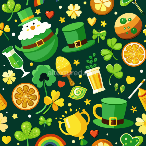 Preview — Seamless 3D PBR Texture with St Patrick Themed Icons and Symbols