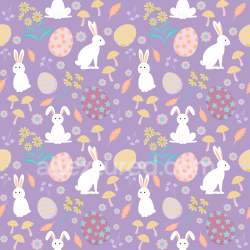 seamless Seamless 3D PBR texture with Easter bunnies, eggs, and floral motifs on pastel purple background texture 8k free download PBR