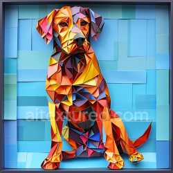 seamless Seamless 3D PBR Texture of Chesapeake Bay Retriever in Origami Style with Vibrant Geometric Colors texture 8k free download PBR