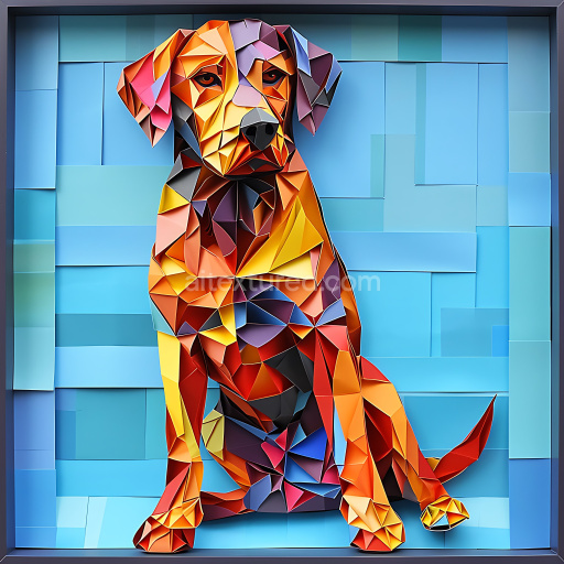Seamless 3D PBR Texture of Chesapeake Bay Retriever in Origami Style with Vibrant Geometric Colors