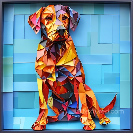 Animal - Seamless 3D PBR Texture of Chesapeake Bay Retriever in Origami Style with Vibrant Geometr… texture preview