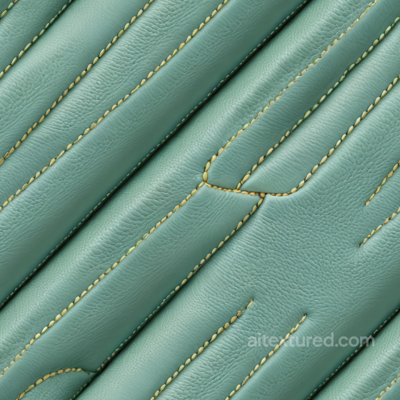 Teal Pebbled Leather Seamless Texture with Prominent Stitching and Padded Quilted Panels Leather texture preview