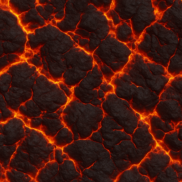Realistic Lava seamless PBR texture preview