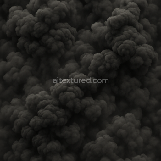 Seamless 3d texture depicting smoky explosion with dense black smoke and volatile gases in 8k pbr detail