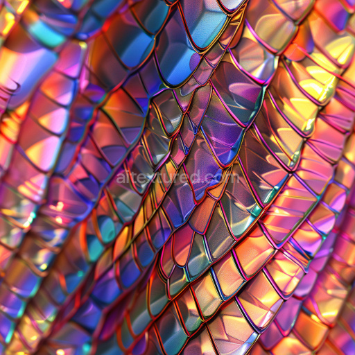 Seamless 3D PBR Glossy Iridescent Scaled Texture with Vibrant Color Shifts