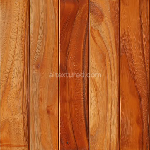 Seamless 3D PBR Polished Teak Wood Floor Texture with Warm Grain Variations