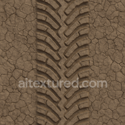 seamless Seamless 3d texture pbr 8k motorcycle tread on rural road with zigzag tread and mud cracked soil imprint texture 8k free download PBR