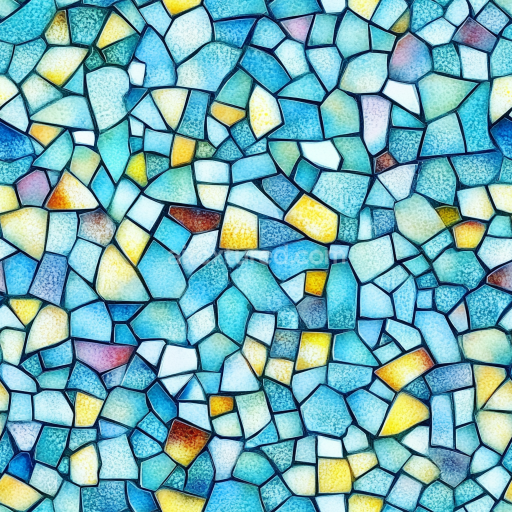 Seamless 3D Ceramic Mosaic PBR Texture with Multicolored Irregular Tiles texture preview
