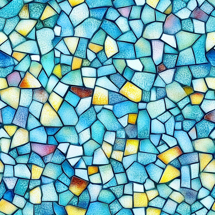 Ceramic Mosaic with Multicolored Irregular Tiles seamless PBR texture preview
