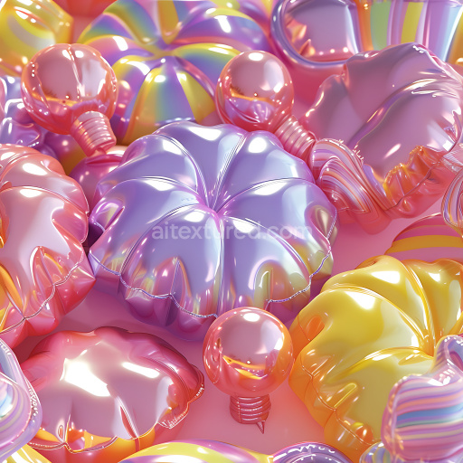 Seamless 3D Inflated PBR Texture of Iridescent Glossy Vinyl Balloon Panels