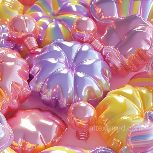 Inflated PBR Texture of Iridescent Glossy Vinyl Balloon Panels seamless Inflated PBR texture