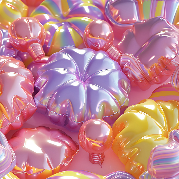 Inflated with Glossy Multicolor Balloon Surfaces seamless PBR texture preview