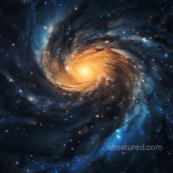 Space PBR Texture Featuring a Spiral Galaxy Nebula with Blue and Golden Hues Star, space, planets texture preview
