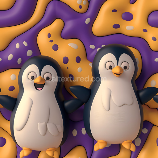 Seamless 3D Inflated PBR Texture with Organic Yellow and Violet Bubble Shapes