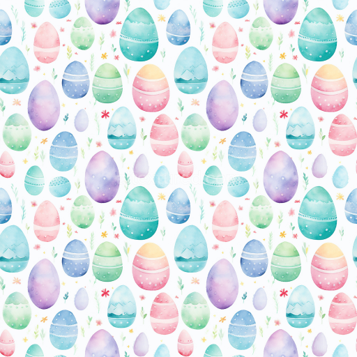Seamless 3D PBR Texture of Pastel Watercolor Easter Eggs Pattern