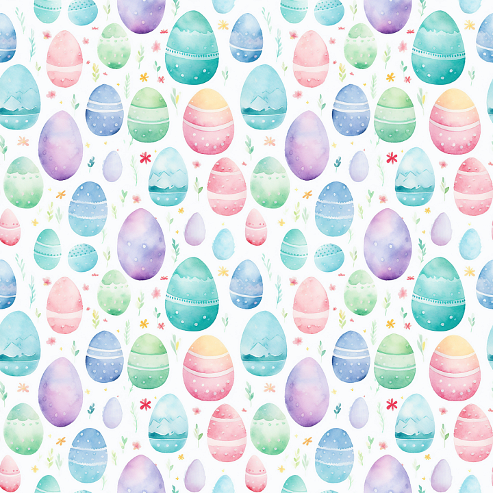 All Easter Digital paper of Pastel Watercolor Easter Eggs Pattern seamless PBR texture preview