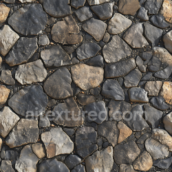 seamless Seamless 3D Cobblestone Ground PBR Texture with Weathered, Varied Stones texture 8k free download PBR