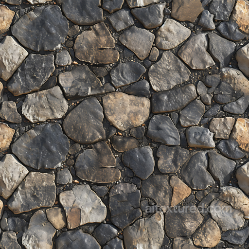 Cobblestone Ground PBR Texture with Weathered, Varied Stones seamless Stone PBR texture