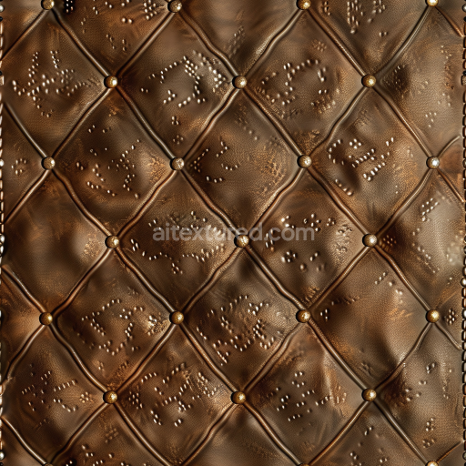 Seamless 3D Quilted Aged Brown Leather PBR Texture with Buttoned Pattern and Distressed Finish
