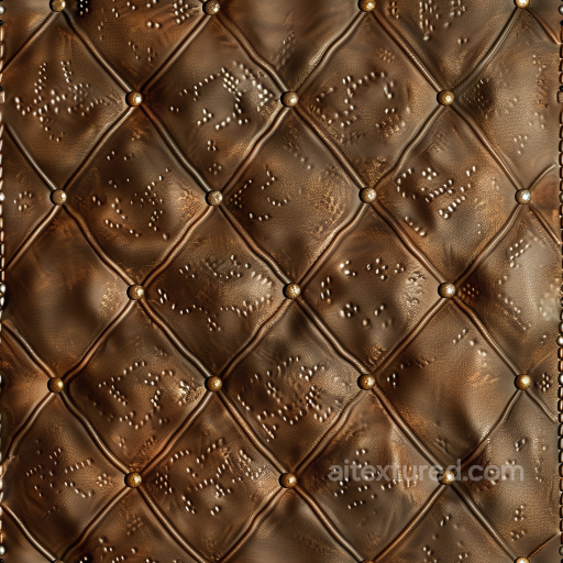 Quilted Aged Brown Leather PBR Texture with Buttoned Pattern and Distressed Finish seamless Leather PBR texture