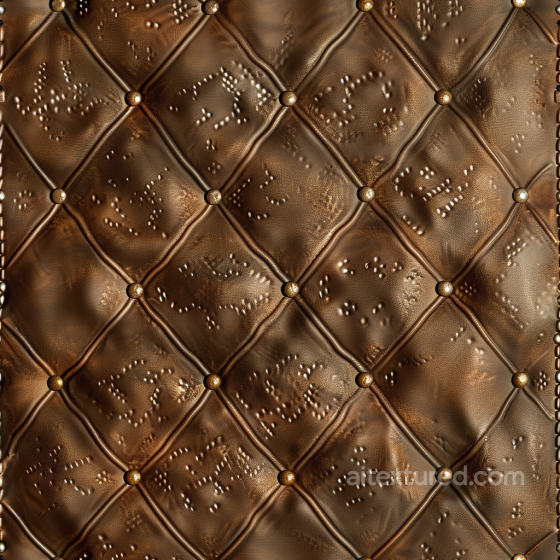 Quilted Aged Brown Leather PBR Texture with Buttoned Pattern and Distressed Finish Leather texture preview